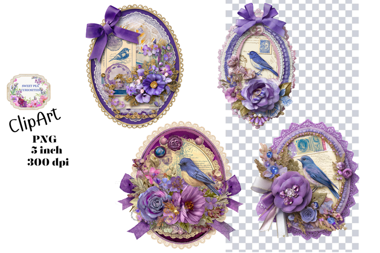 Flowers, Birds, Ephemera, PNG, Junk Journal, clipart