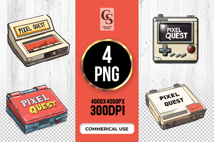 Retro Game Console Clipart Sublimation PNG