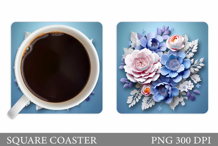 3D Flowers Coaster Design. Flowers Coaster Sublimation