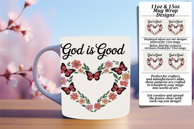 Beautiful 15oz Mug Wrap Png Design , Butterfly