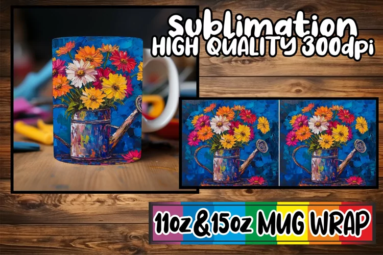 Retro Blossoms: Spring Mug Wrap Sublimation