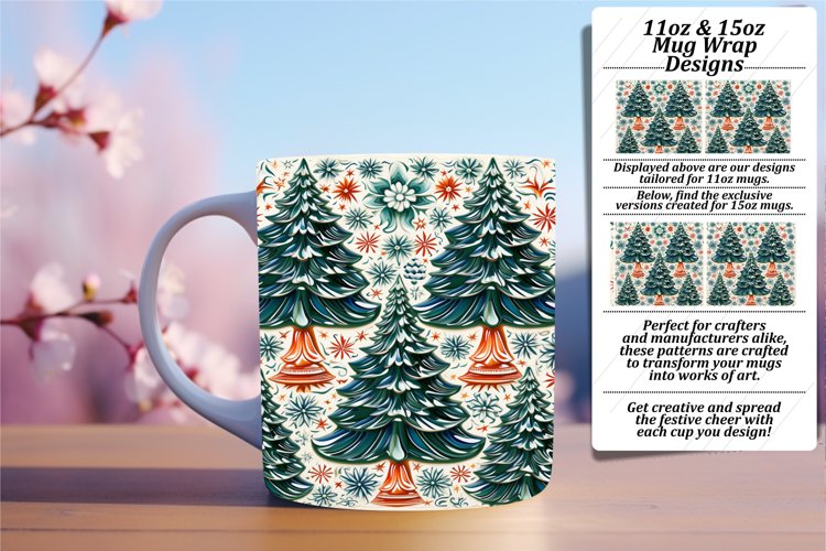 Festive Christmas Tree Mug Wrap - Sublimation