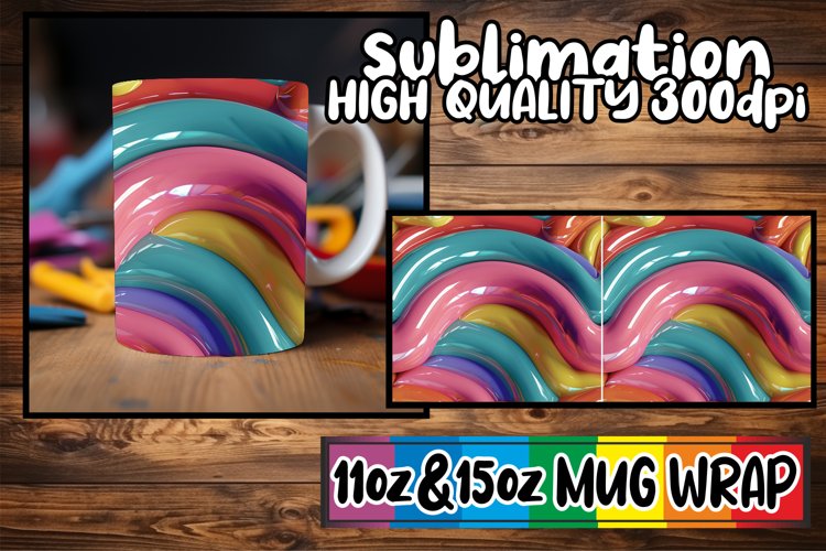 Colorful 3D Mug Wrap: Abstract Art example image 1