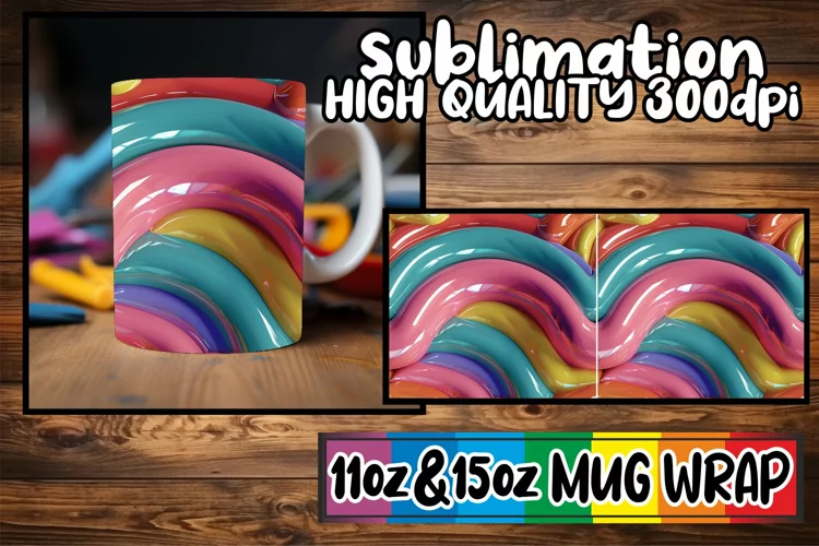 Colorful 3D Mug Wrap: Abstract Art