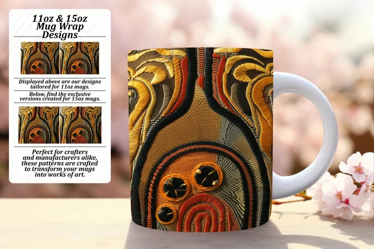 Embroidered Art Mug Wrap Sublimation