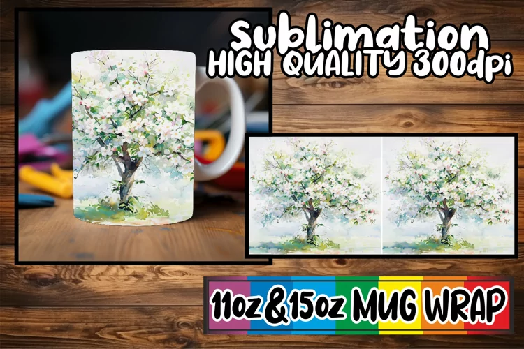 Spring Blossom Mug Wrap - Sublimation 11oz 15oz