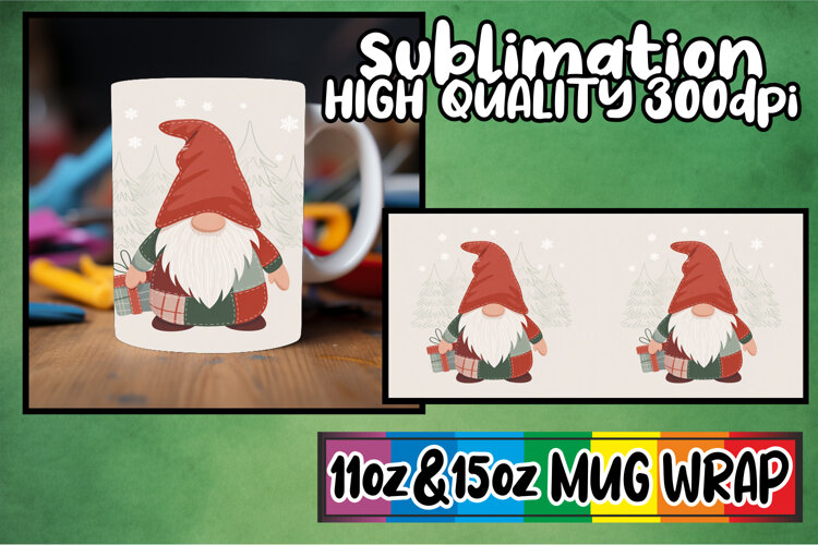 Bright smiles sublimation mug wrap, Gnomes example image 1