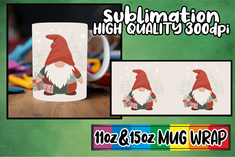 Bright smiles sublimation mug wrap, Gnomes