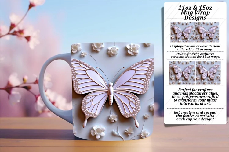Captivating 3D Butterfly Mug Sublimation