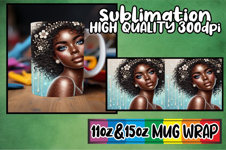 Radiant moments 11oz 15oz sublimation wrap, Afro Girl example image 1