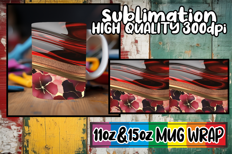 Simply stunning sublimation 11oz 15oz mug wrap, Pattern