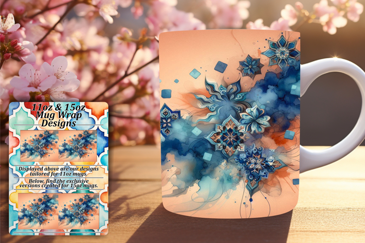 Radiant 15oz Png Mug Wrap Design , Watercolor Patter