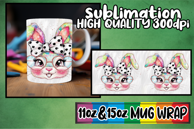 Timeless beauty 11oz 15oz sublimation wrap, Easter Bunny