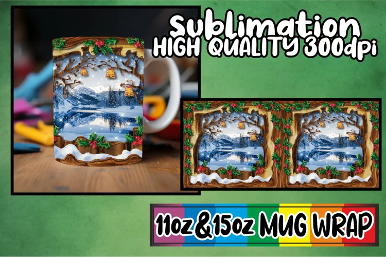 Serene thoughts 11oz 15oz sublimation wrap, Christmas