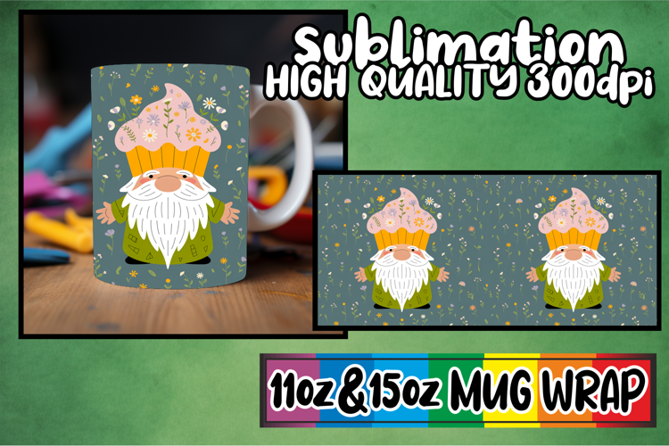 Happy days 11oz 15oz mug wrap, Gnomes