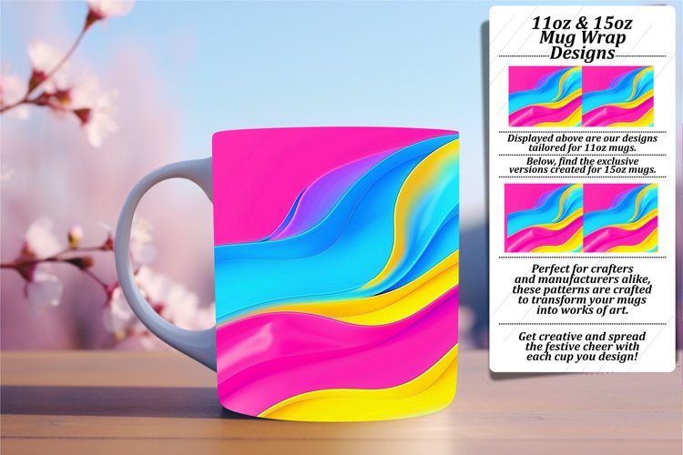 Vibrant Gradient Pattern Mug Wrap for Sublimation 11oz/15oz