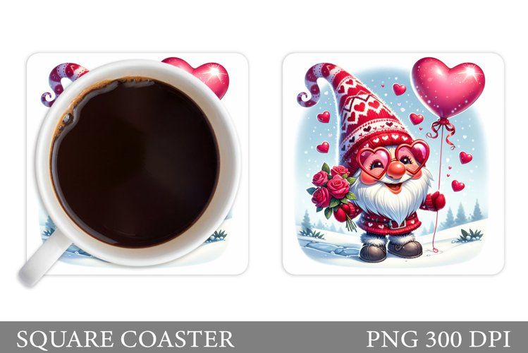 Valentines Gnome Coaster. Valentines Coaster Sublimation
