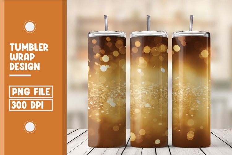 Golden Glitter Paper Tumbler Wrap Design