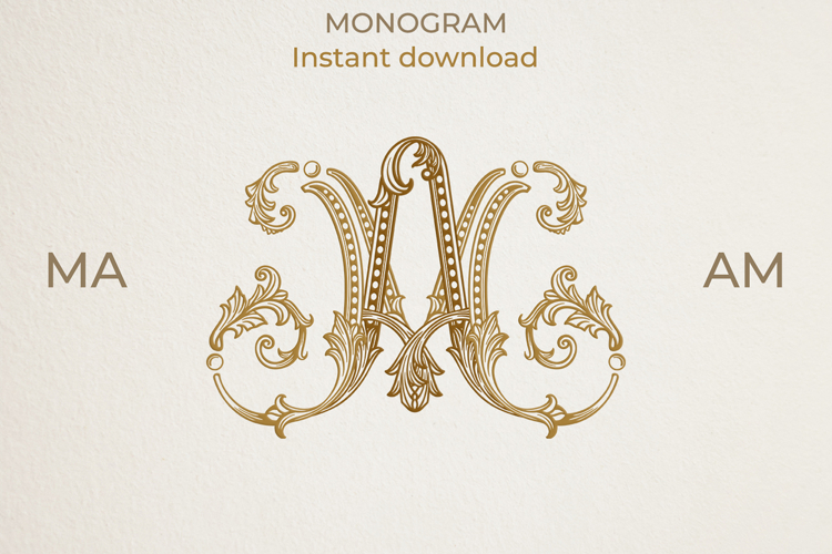 MA AM Wedding Monogram Logo | Elegant Initials Vector