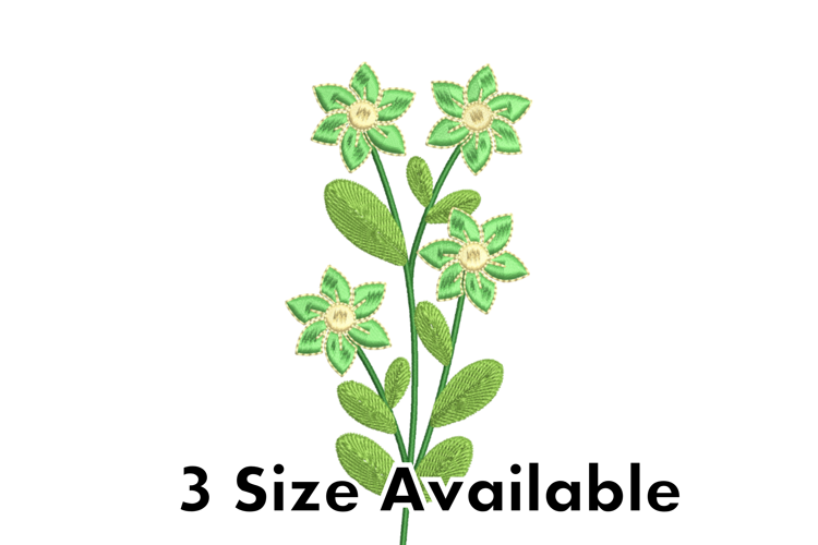 Green Blossom Leafy Floral Embroidery Design