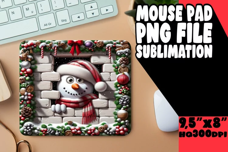3D Hole in Wall Holiday Mouse Pad