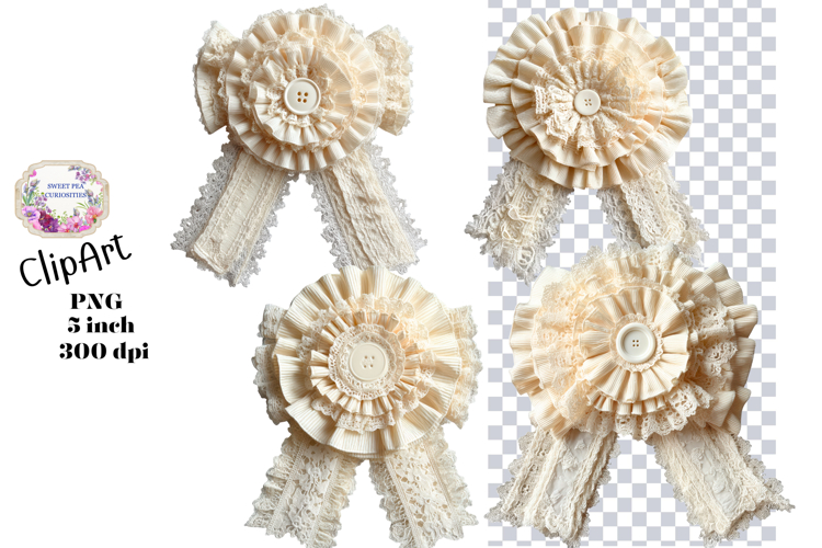 Bows, Ribbon, Lace , Clipart, Ephemera, PNG, Junk Journal