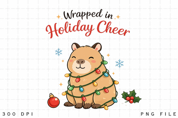 Capybara Christmas PNG, Wrapped In Holiday Cheer PNG, Cute