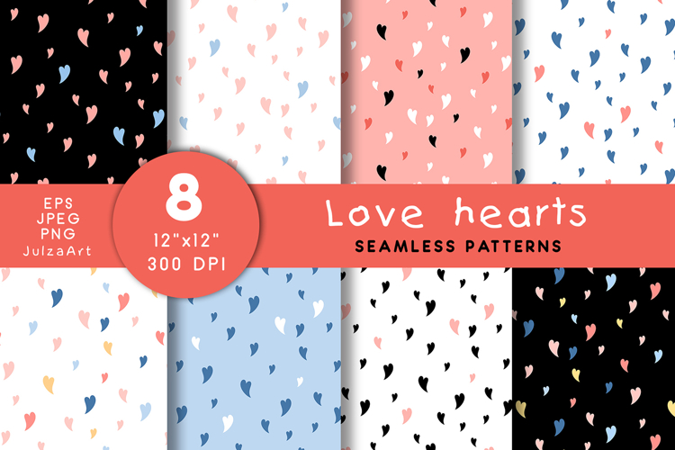 Minimal hearts seamless pattern, Valentines day background