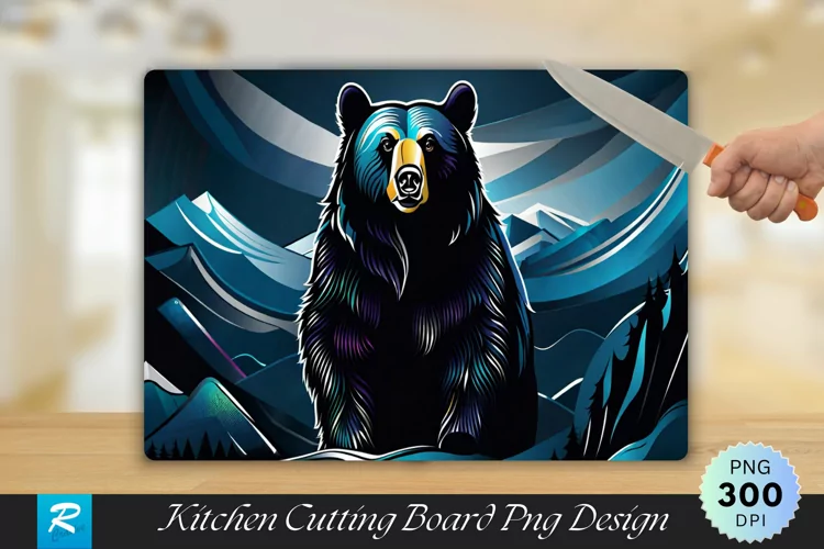 Black Bear Cutting Board Sublimation Design