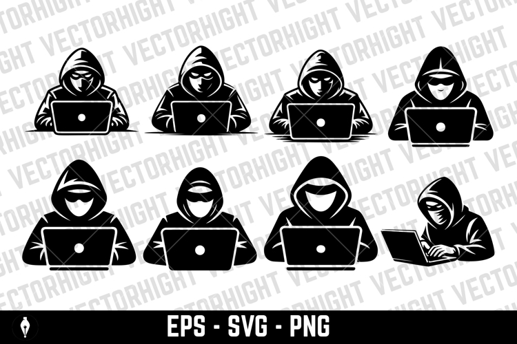 Vector icon of a hooded figure wearing a mask