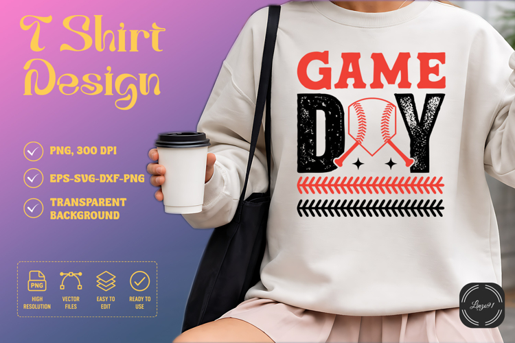 Baseball Game Day Distressed SVG T-Shirt Design