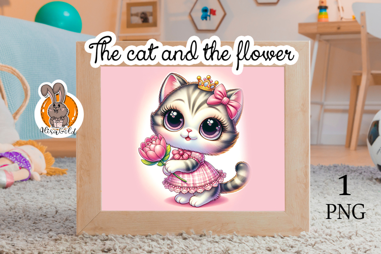 The cat and the flowers