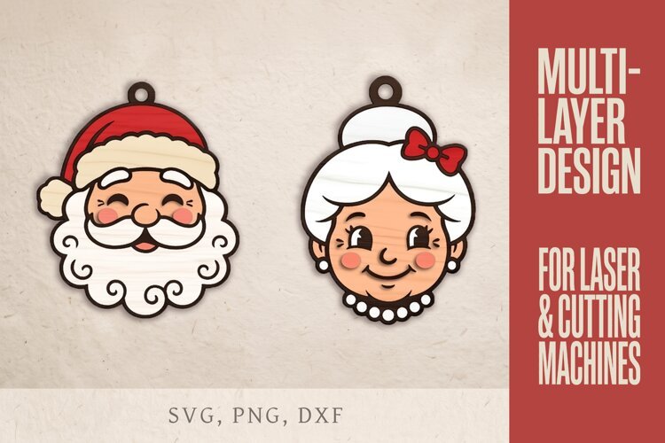 Christmas Ornaments SVG, Layered Laser Cut Files example image 1