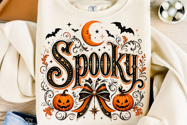 Spooky Bow Vintage Halloween PNG