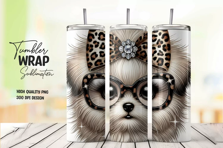 Cute dog tumbler wrap sublimation png