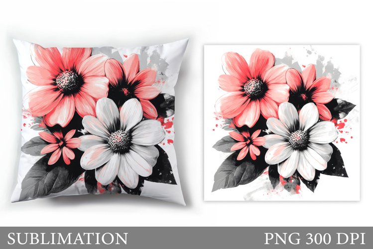 Floral Sublimation. Flowers Pillow Sublimation example image 1