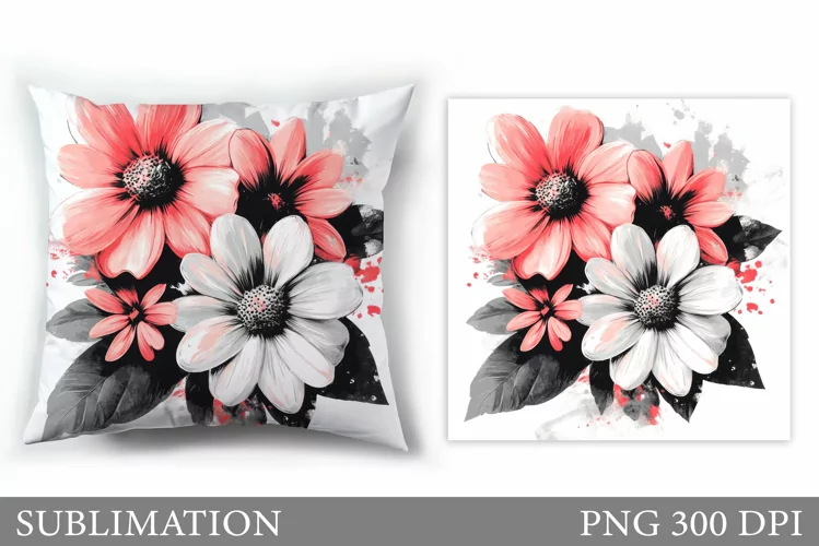 Floral Sublimation. Flowers Pillow Sublimation