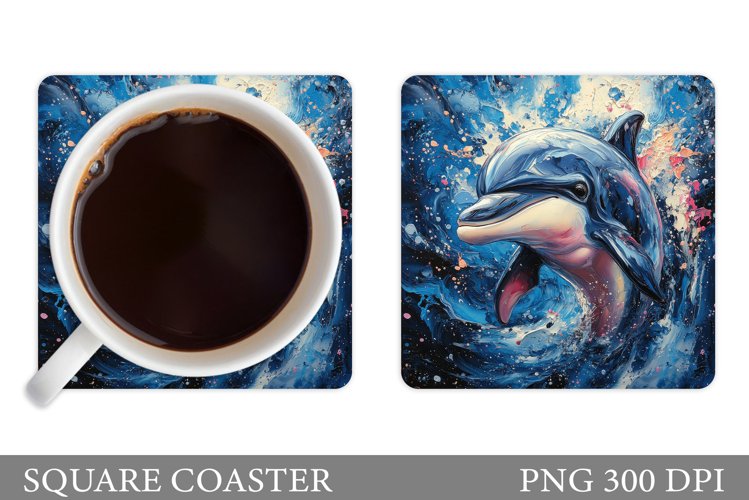 Dolphin Coaster Sublimation. Sea Coaster Design