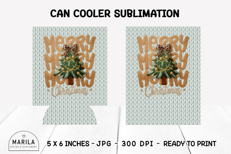 Merry Christmas Can Cooler Wrap | 12oz Sublimation #17
