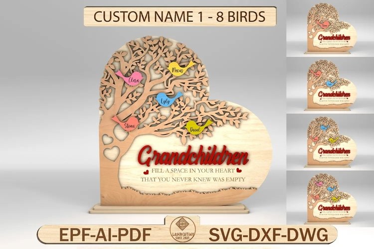 Personalized Grandma Tree Heart Stand Decor SVG