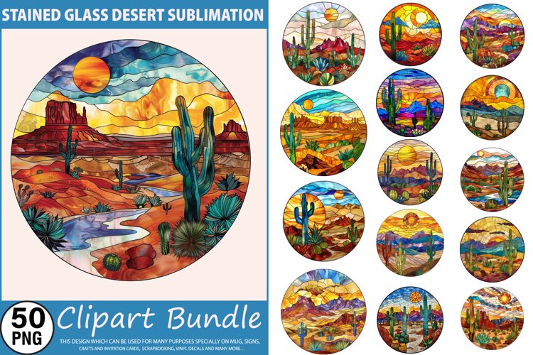 Stained Glass Desert Clipart Bundle example image 1
