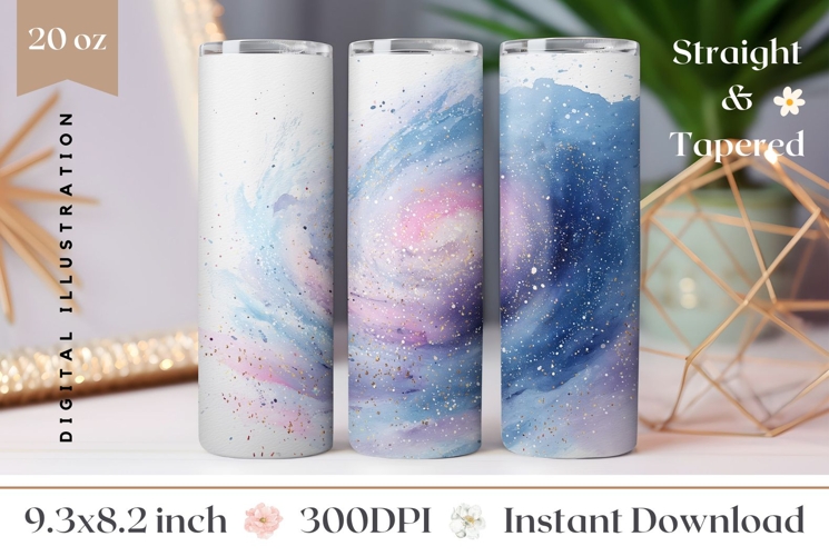 Watercolor Space Tumbler Design, Glitter Tumbler
