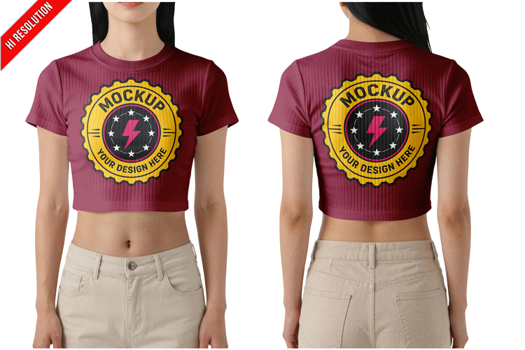 Womens Cropped Baby Tee Mockup example image 1