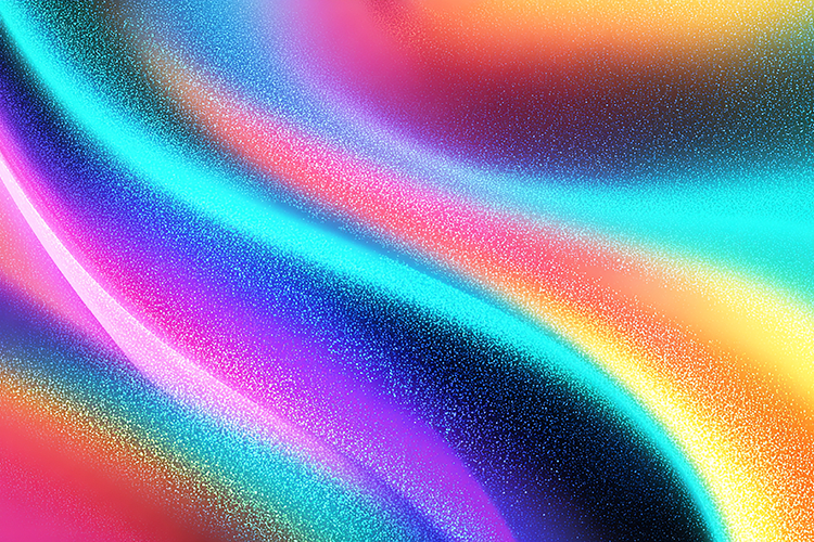 Swirling patterns and bright hues of pink, blue, and yellow