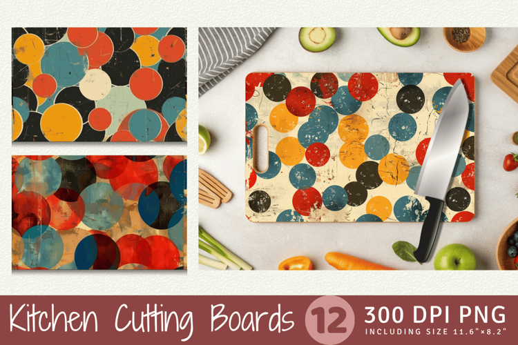Abstract Grunge Circles Cutting Boards sublimation Design