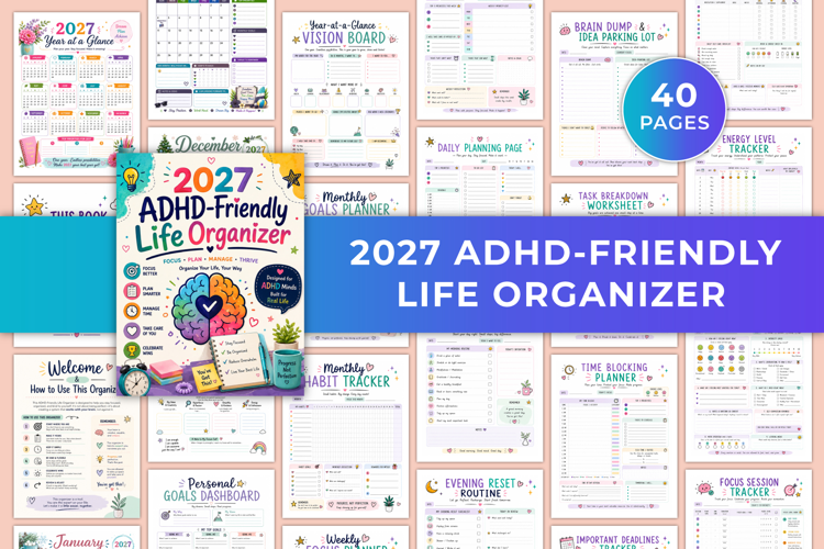 2027 ADHD-Friendly Life Organizer Kdp interiors