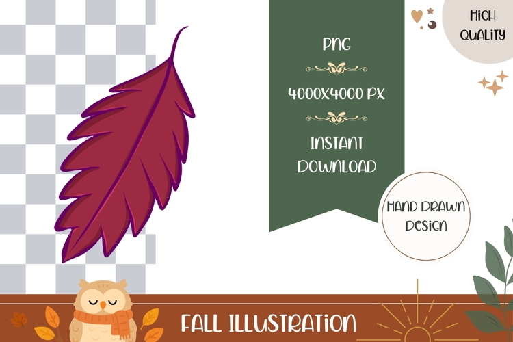 Hand Drawn Fall Illustration, Fall Leaves Sublimation Design