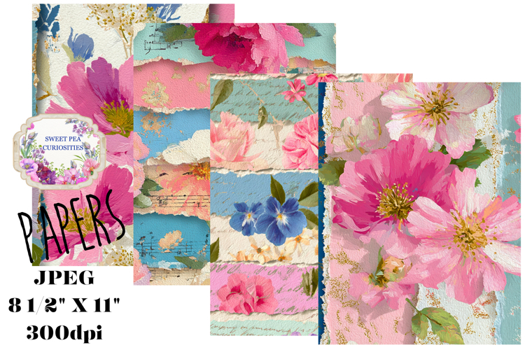 Shabby Chic, Mixed Media, Papers, Junk Journal, Flowers