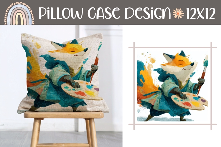 Cartoon Fox Pillow Sublimation, Animals Pillow Design