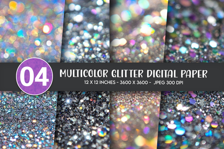 Multicolor Glitter Digital Paper